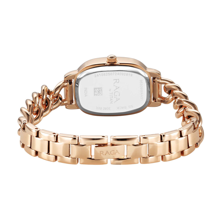 Titan Raga Showstopper Quartz Analog Rose Gold Dial Metal Strap Watch For Women