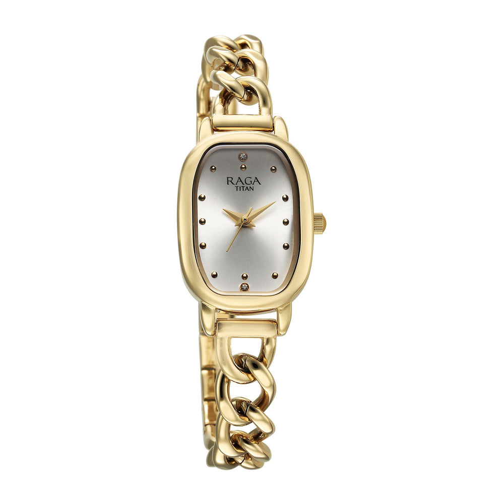 Titan Raga Showstopper Quartz Analog Silver Dial Metal Strap Watch For Women