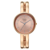 Titan Champagne Dial Rose Gold Metal Strap Analog Watch for Women