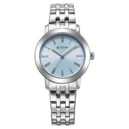 Titan Workmode Quartz Analog Blue Dial Stainless Steel Strap Watch For Women