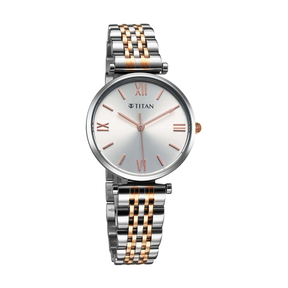 Titan Workmode Quartz Analog Silver Dial Metal Strap watch For Women