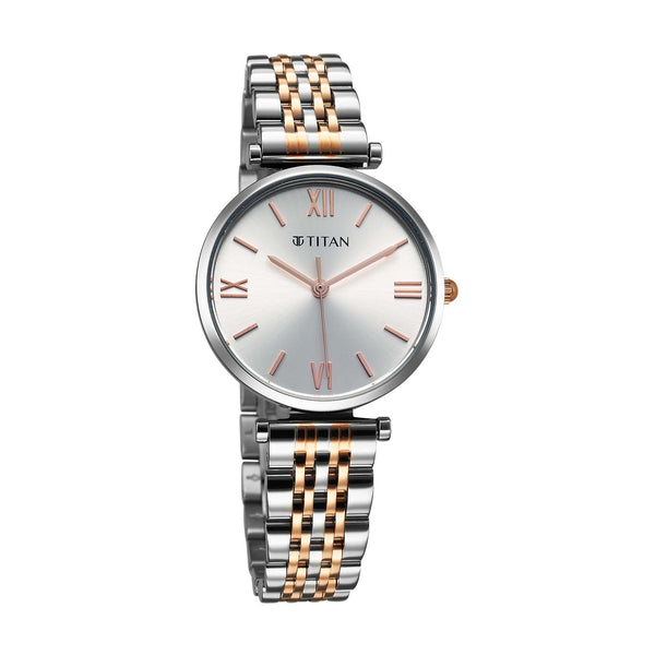 Titan Workmode Quartz Analog Silver Dial Metal Strap watch For Women