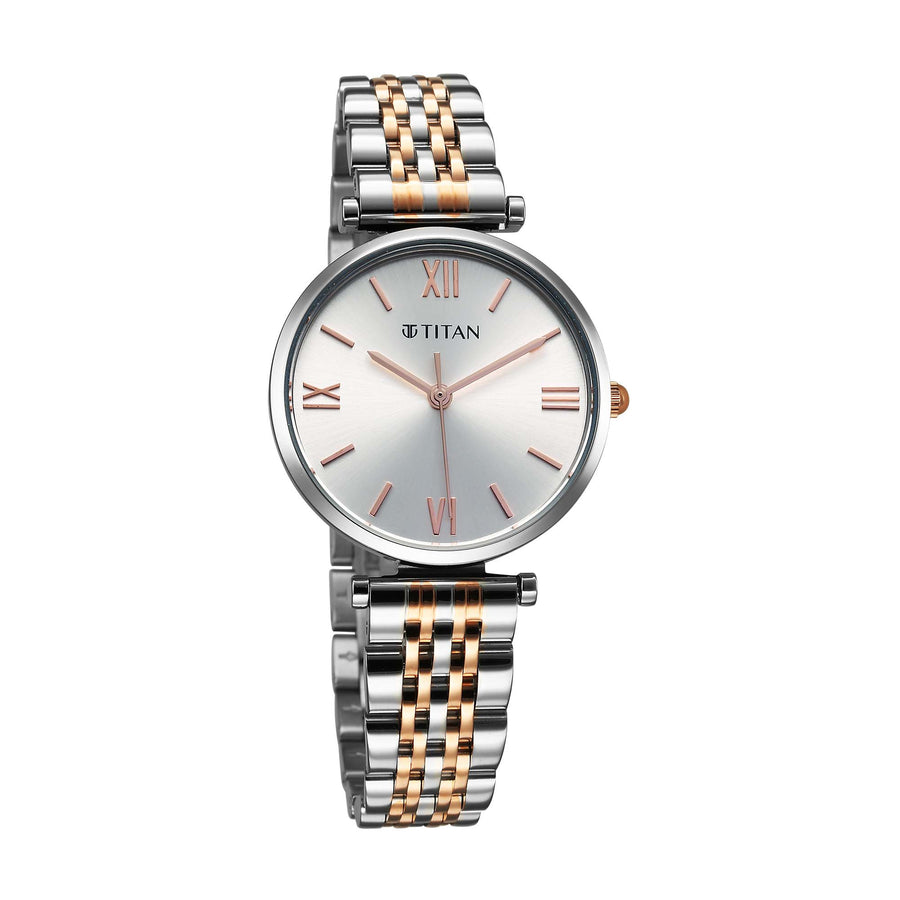 Titan Workmode Quartz Analog Silver Dial Metal Strap watch For Women