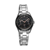 Titan Glamour Quartz Multifunction Black Dial Silver Stainless Steel Strap Watch For Women
