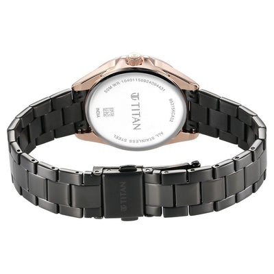 Titan Glamour Quartz Multifunction Grey Dial Grey Stainless Steel Strap Watch For Women