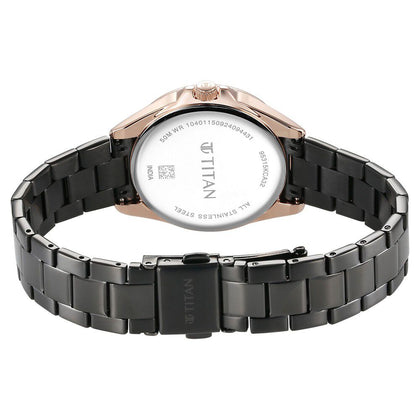 Titan Glamour Quartz Multifunction Grey Dial Grey Stainless Steel Strap Watch For Women