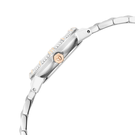 silver watch with gold
