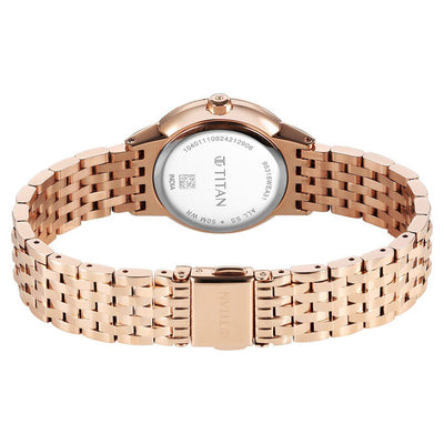 Titan Glamour Quartz Analog Mother Of Pearl Dial Rose Gold Stainless Steel Strap Watch For Women