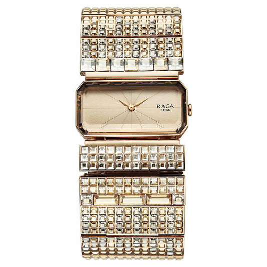 Titan Raga Cocktails Quartz Analog Rose Gold Dial Stainless Steel Strap Watch For Women