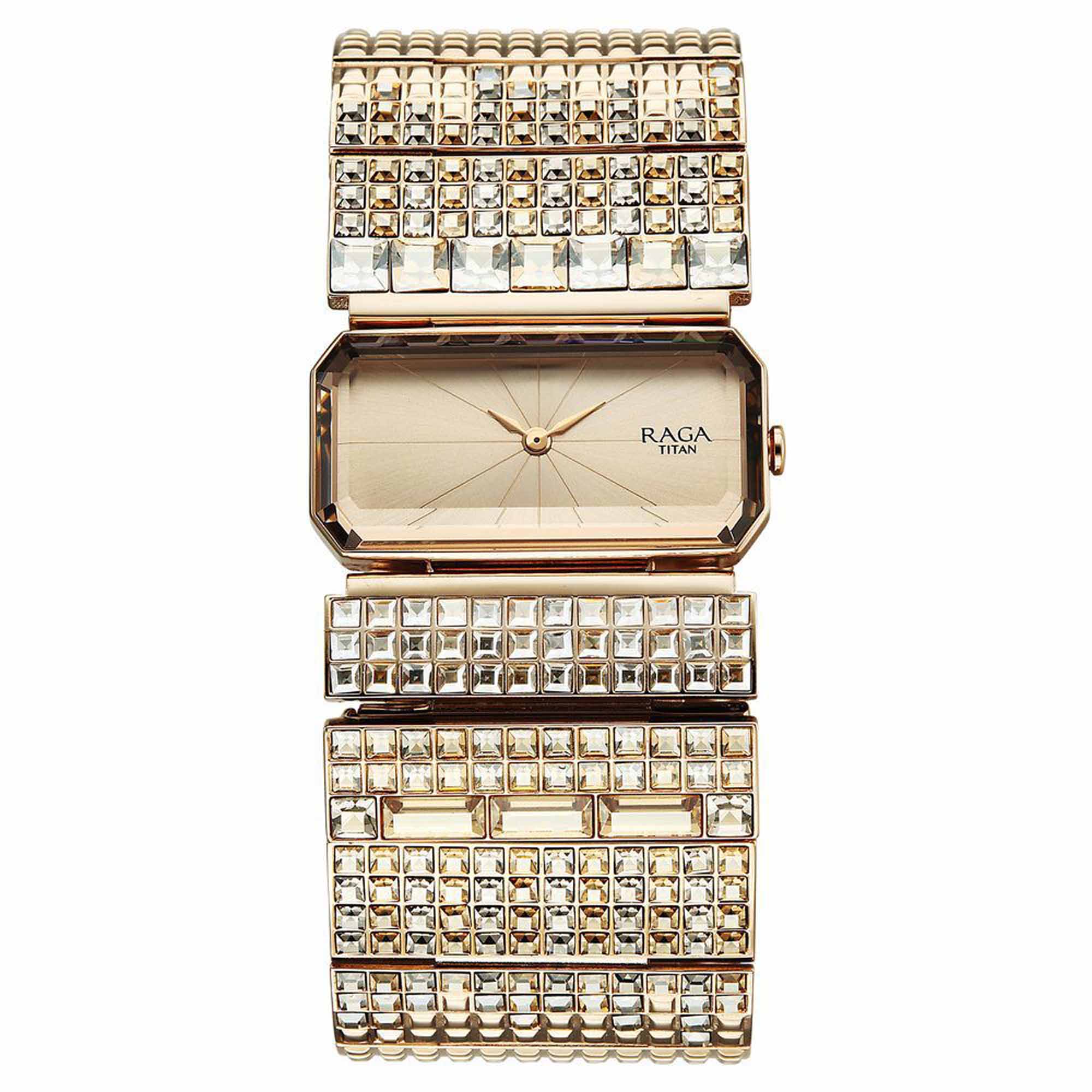 Titan Raga Cocktails Quartz Analog Rose Gold Dial Stainless Steel Strap Watch For Women