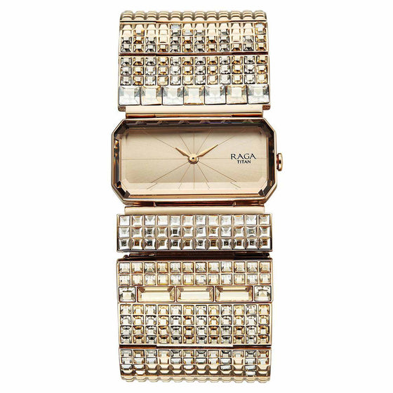 Titan Raga Cocktails Quartz Analog Rose Gold Dial Stainless Steel Strap Watch For Women