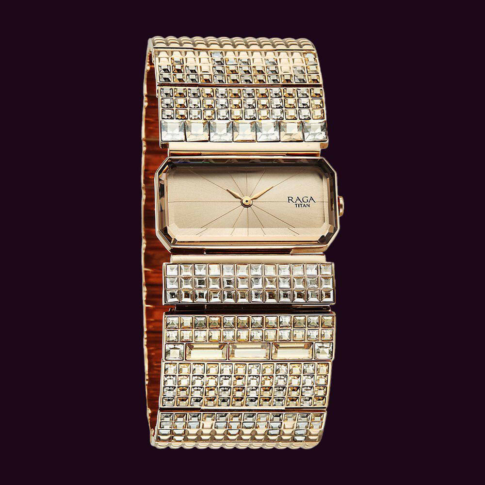 Titan Raga Cocktails Quartz Analog Rose Gold Dial Stainless Steel Strap Watch For Women