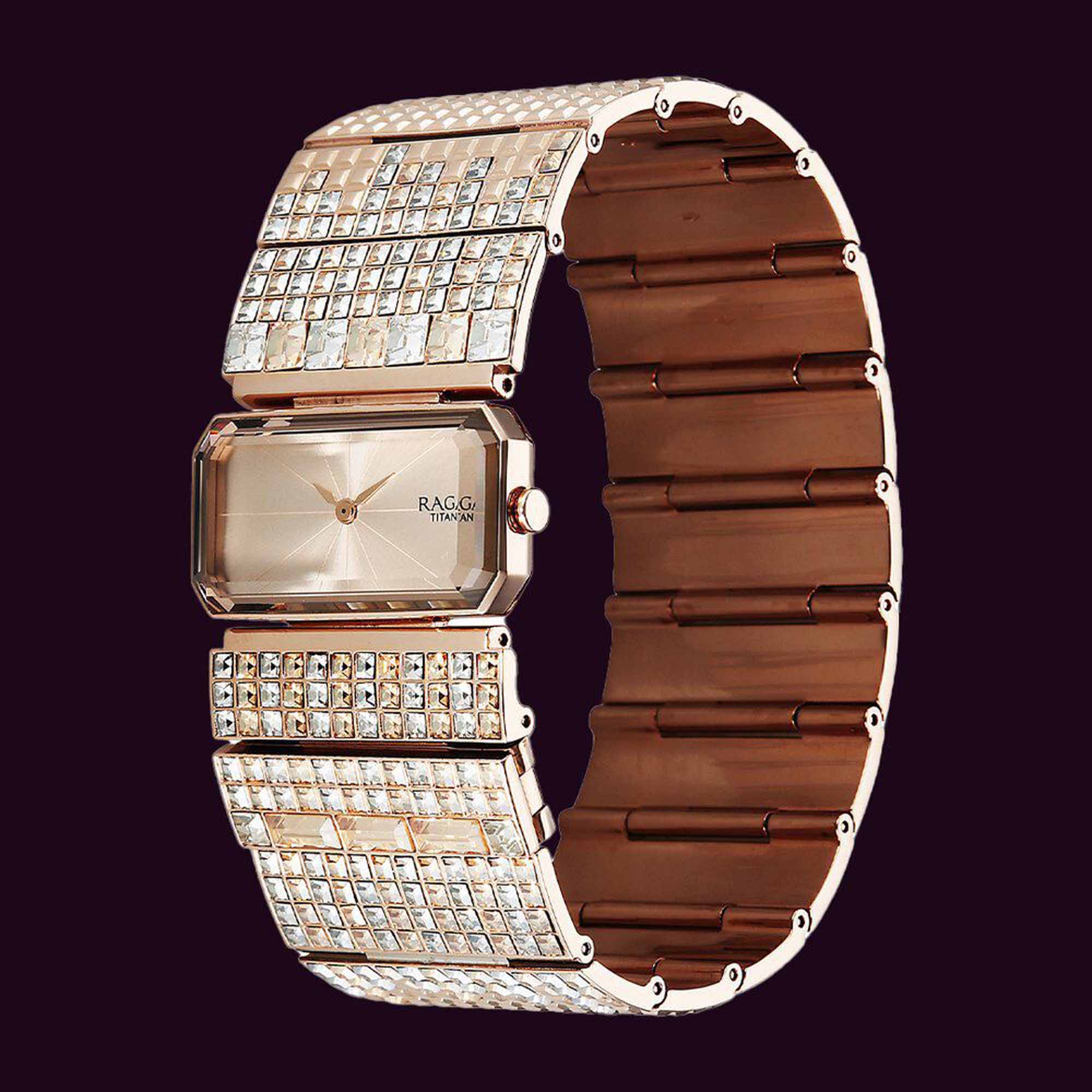 Titan Raga Cocktails Quartz Analog Rose Gold Dial Stainless Steel Strap Watch For Women