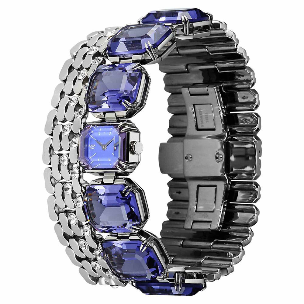 Titan Raga Cocktails Quartz Analog Blue Dial Stainless Steel Strap Watch For Women