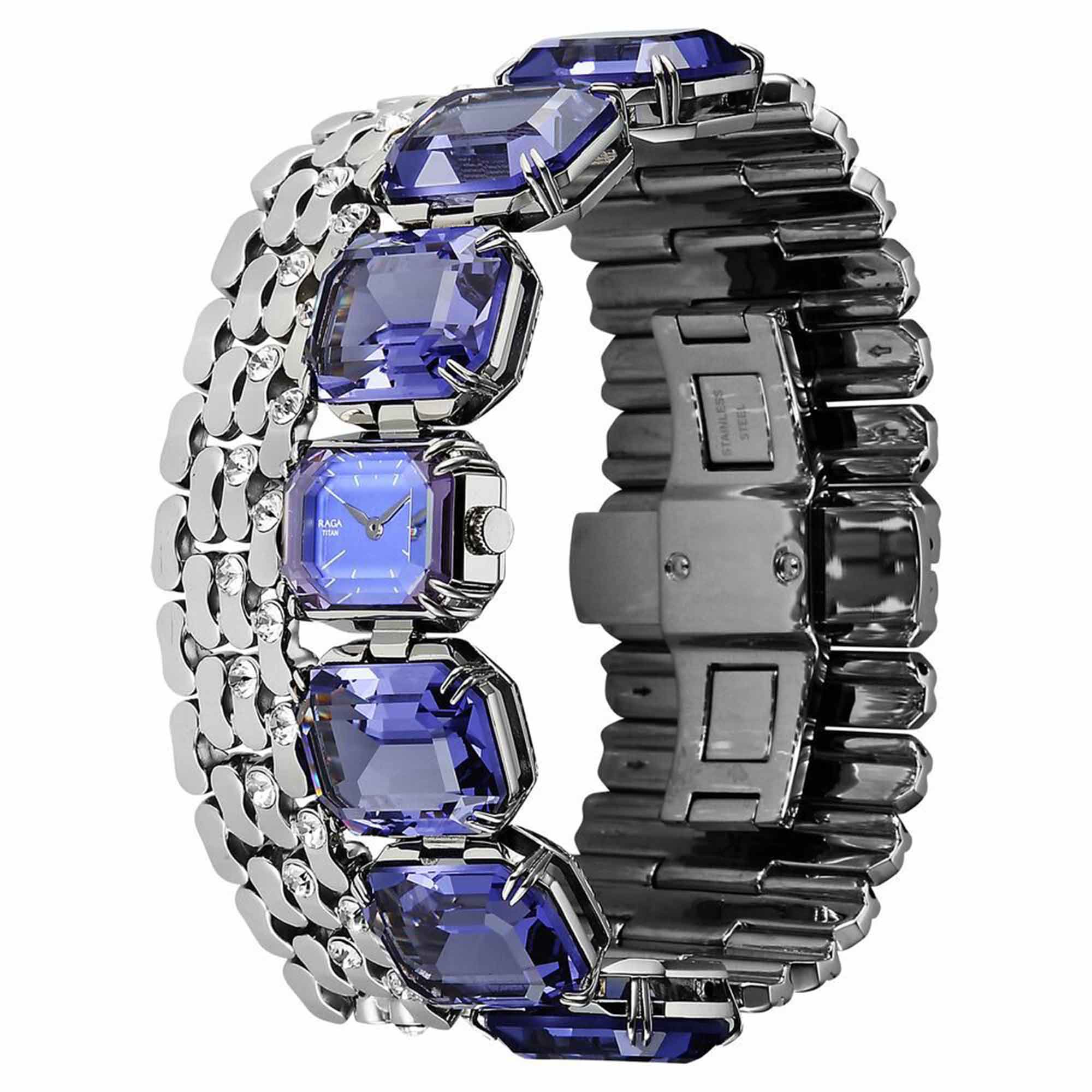 Titan Raga Cocktails Quartz Analog Blue Dial Stainless Steel Strap Watch For Women