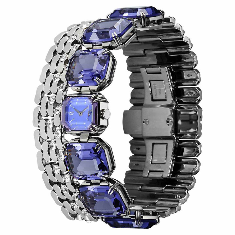 Titan Raga Cocktails Quartz Analog Blue Dial Stainless Steel Strap Watch For Women