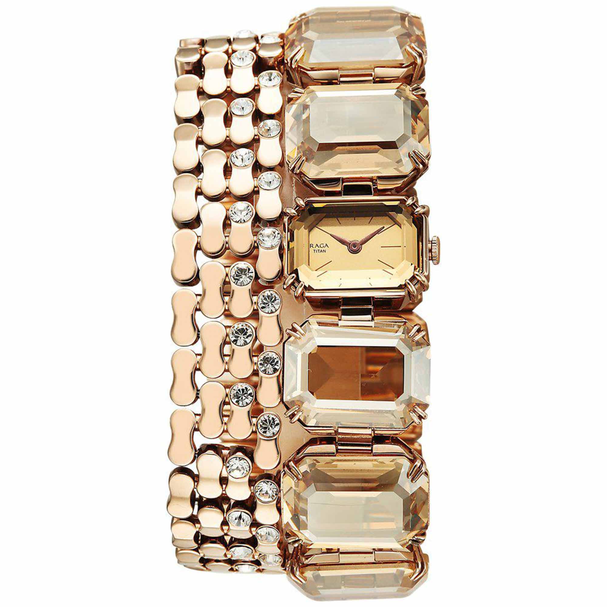 Titan Raga Cocktails Quartz Analog Rose Gold Dial Stainless Steel Strap Watch For Women