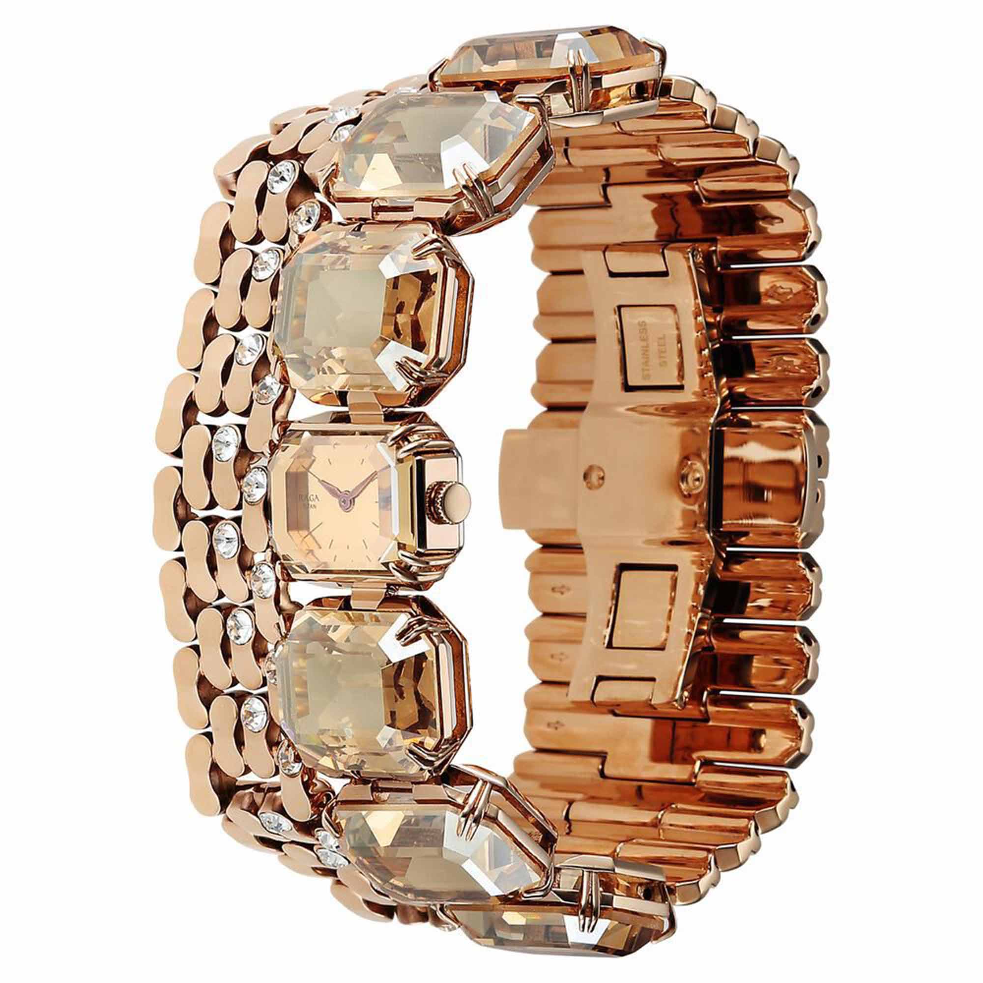 Titan Raga Cocktails Quartz Analog Rose Gold Dial Stainless Steel Strap Watch For Women