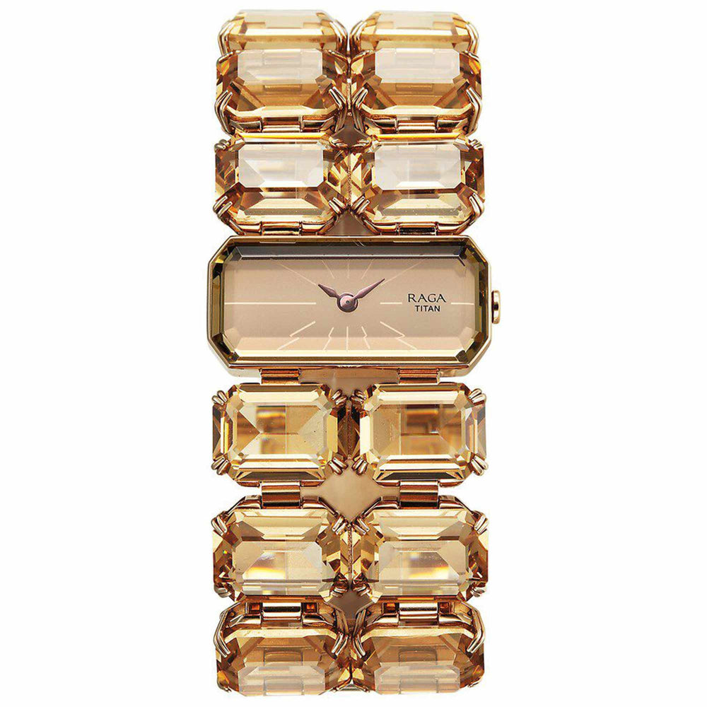 Titan Raga Cocktails Quartz Analog Brown Dial Metal Strap Watch For Women