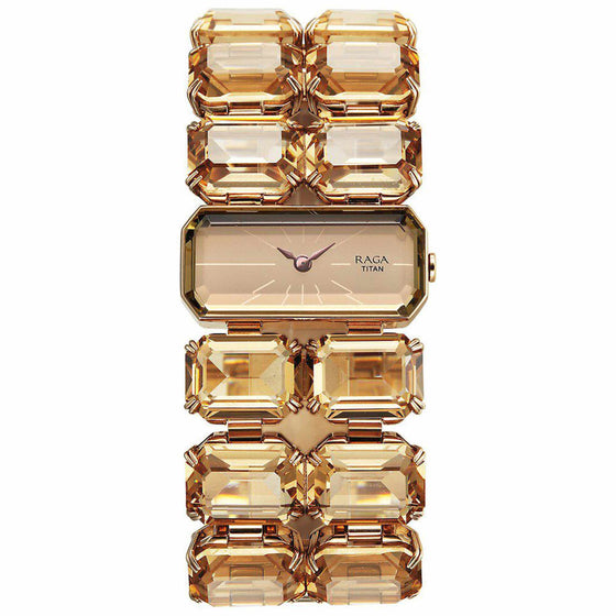 Titan Raga Cocktails Quartz Analog Brown Dial Metal Strap Watch For Women