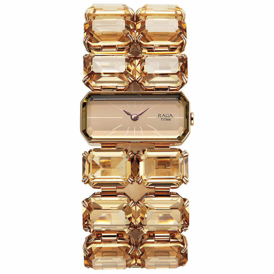 Titan Raga Cocktails Quartz Analog Brown Dial Metal Strap Watch For Women