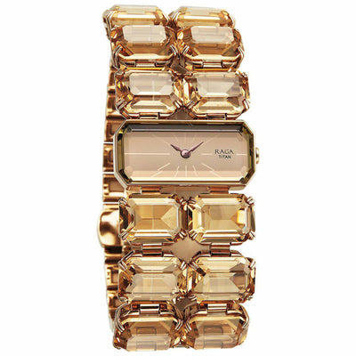 Titan Raga Cocktails Quartz Analog Brown Dial Metal Strap Watch For Women