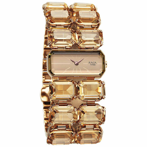 Titan Raga Cocktails Quartz Analog Brown Dial Metal Strap Watch For Women