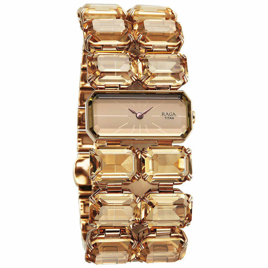 Titan Raga Cocktails Quartz Analog Brown Dial Metal Strap Watch For Women