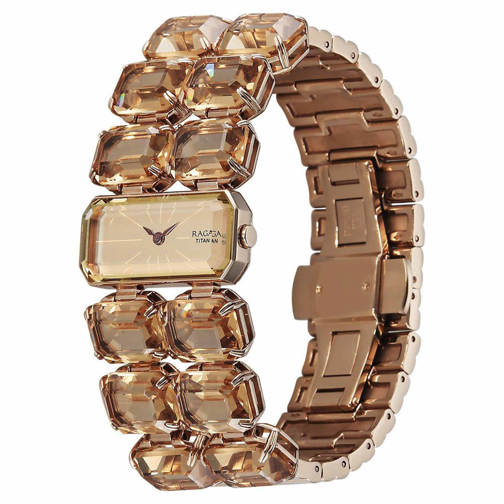 Titan Raga Cocktails Quartz Analog Brown Dial Metal Strap Watch For Women