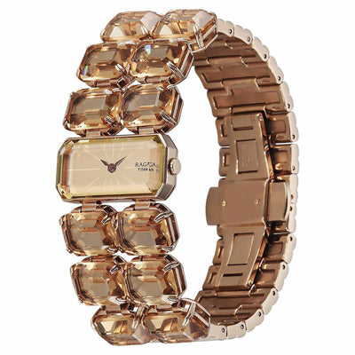 Titan Raga Cocktails Quartz Analog Brown Dial Metal Strap Watch For Women