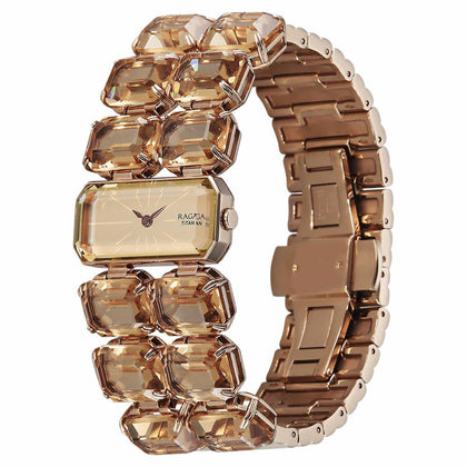 Titan Raga Cocktails Quartz Analog Brown Dial Metal Strap Watch For Women