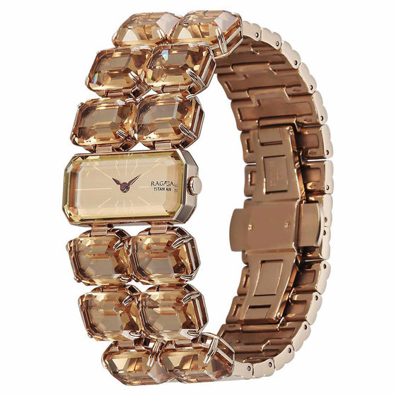 Titan Raga Cocktails Quartz Analog Brown Dial Metal Strap Watch For Women