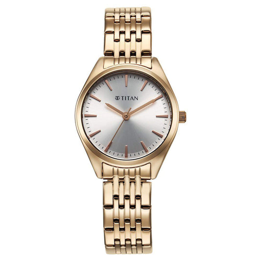 Titan Workmode Quartz Analog Silver Dial Stainless Steel Strap Watch For Women