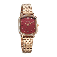 Titan Purple Metro Quartz Analog Red Dial Rose Gold Plated Stainless Steel Strap Watch For Women