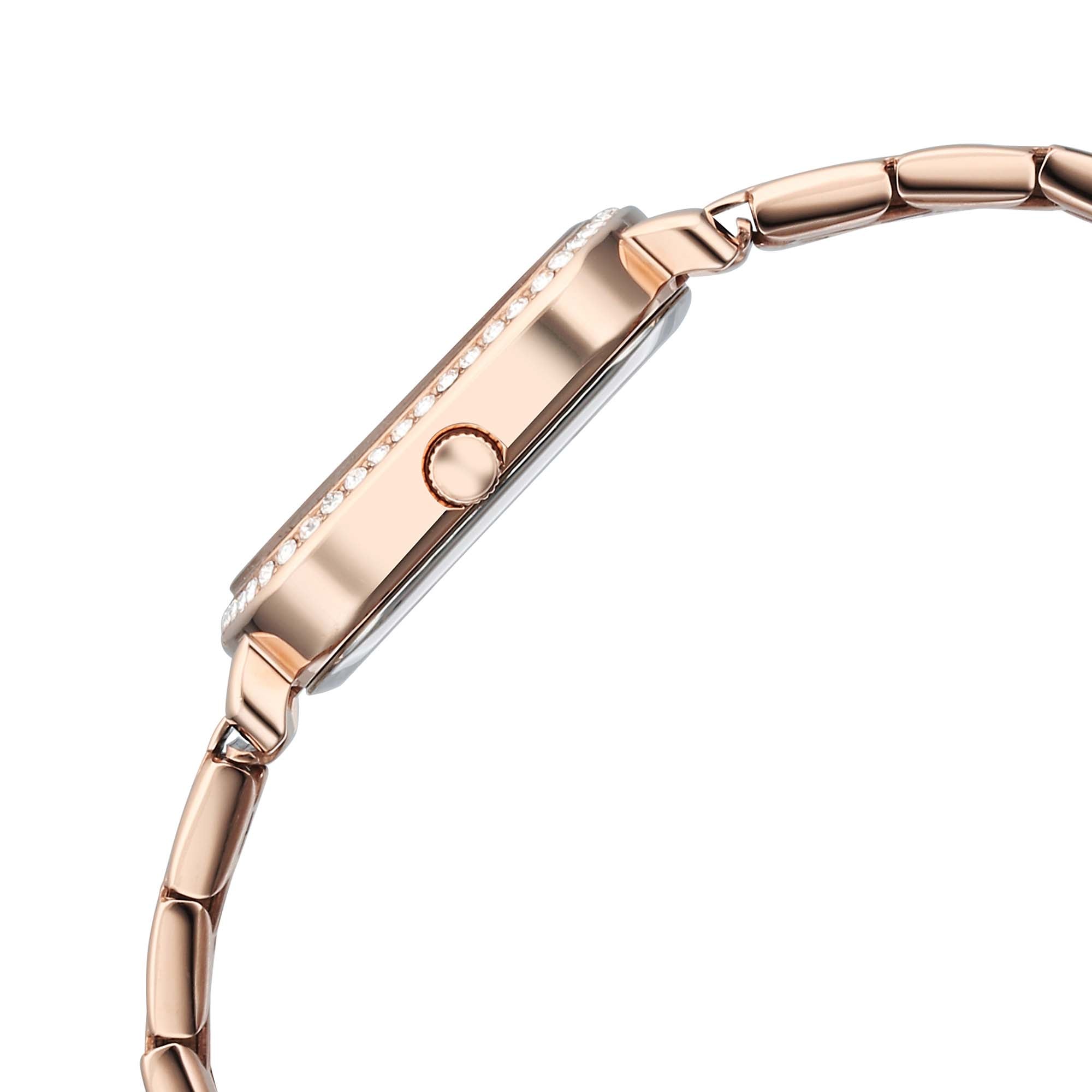 Titan Purple Metro Quartz Analog Red Dial Rose Gold Plated Stainless Steel Strap Watch For Women