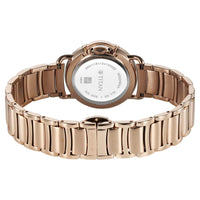 rose gold metal watch
