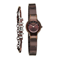 Titan Raga Glimmers Quartz Analog Rose Gold Dial Brown Metal Strap Watch For Women