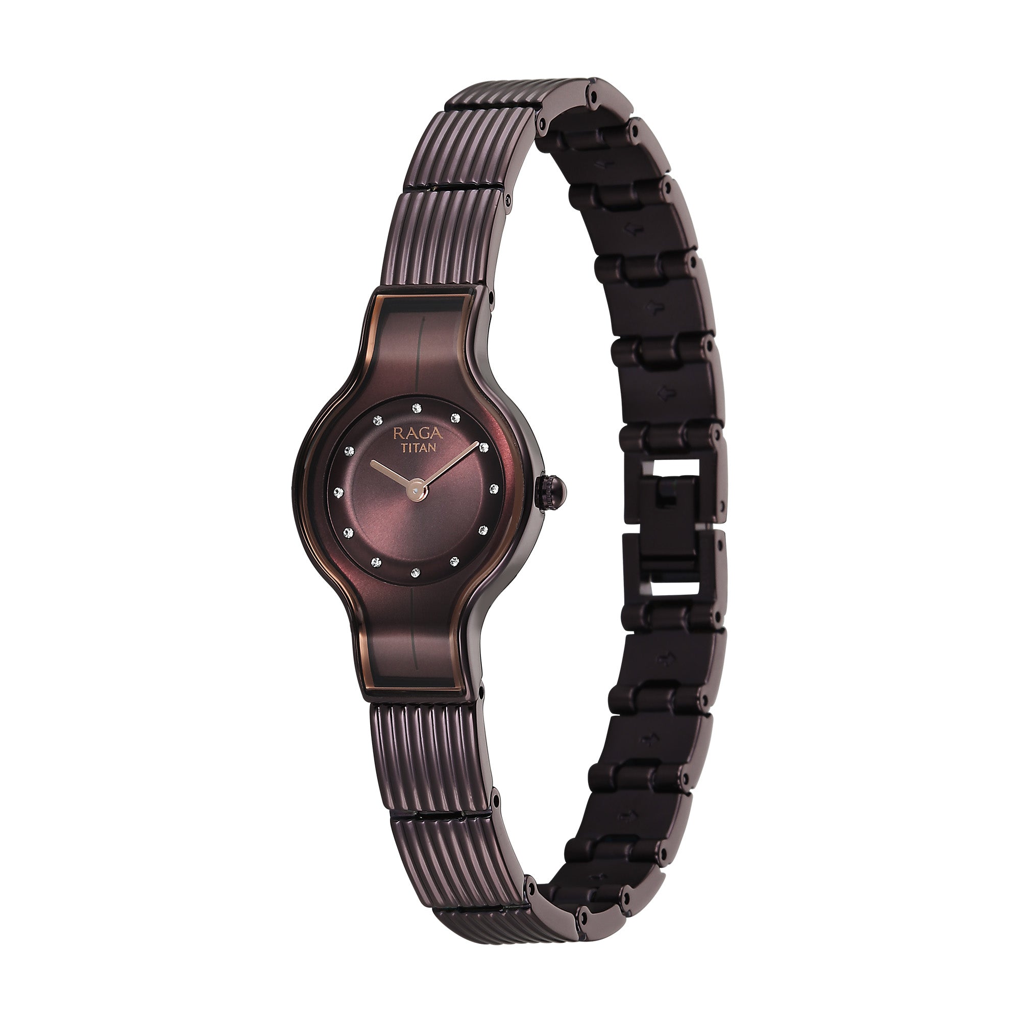 Titan Raga Glimmers Brown Dial Metal Strap Analog Watch for Women