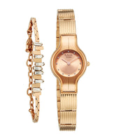 Titan Raga Glimmers Quartz Analog Brown Dial Rose Gold Metal Strap Watch For Women
