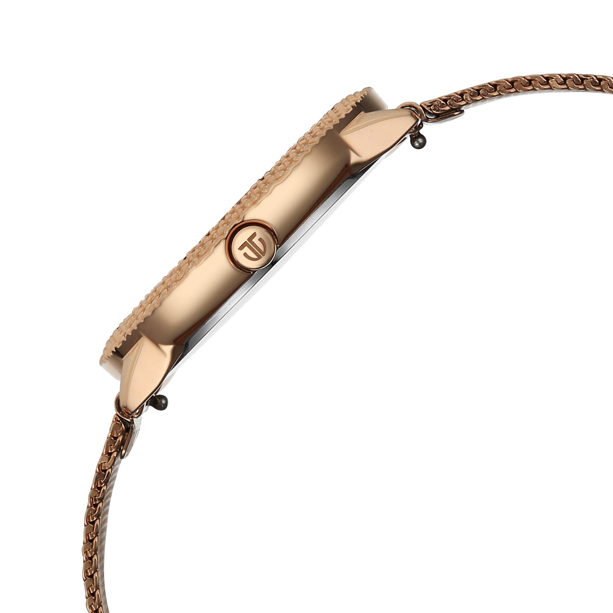 Titan Purple Mother of Pearl Dial Rose Gold Metal Strap Analog Watch for Women