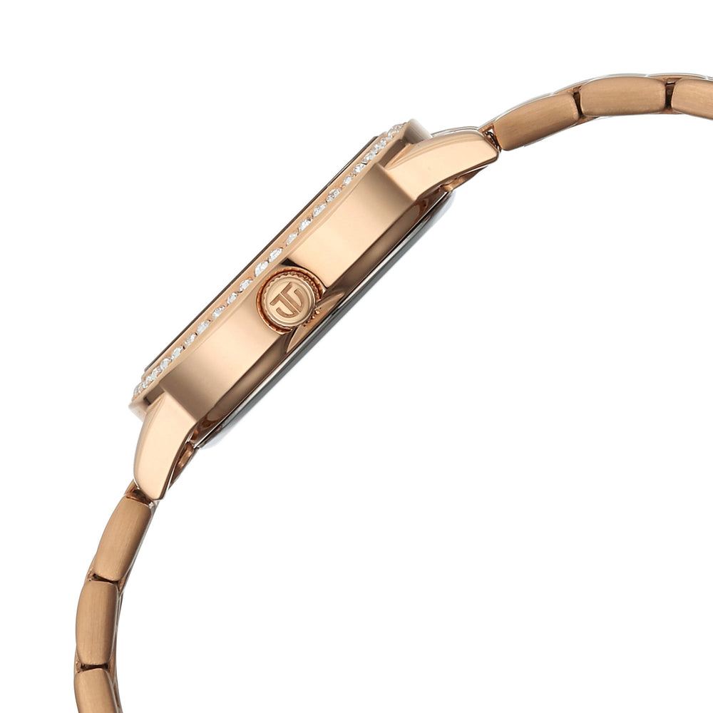 Titan Purple Oro Time Quartz Brown Dial Rose Gold Strap Watch For Ladies