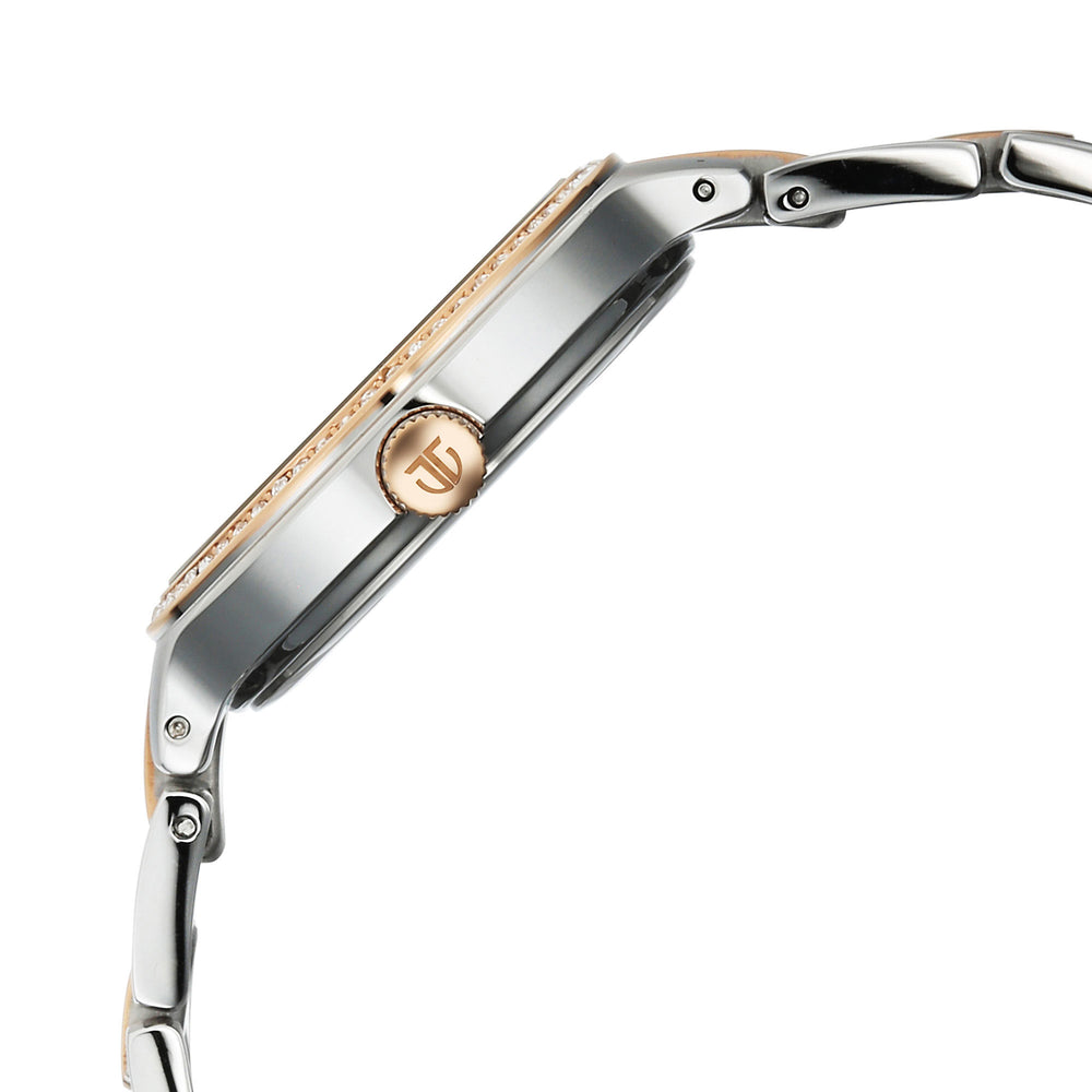 Titan Purple Oro Time Quartz White Dial Two Tone Strap Watch For Ladies