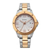 Titan Purple Oro Time Quartz White Dial Two Tone Strap Watch For Ladies