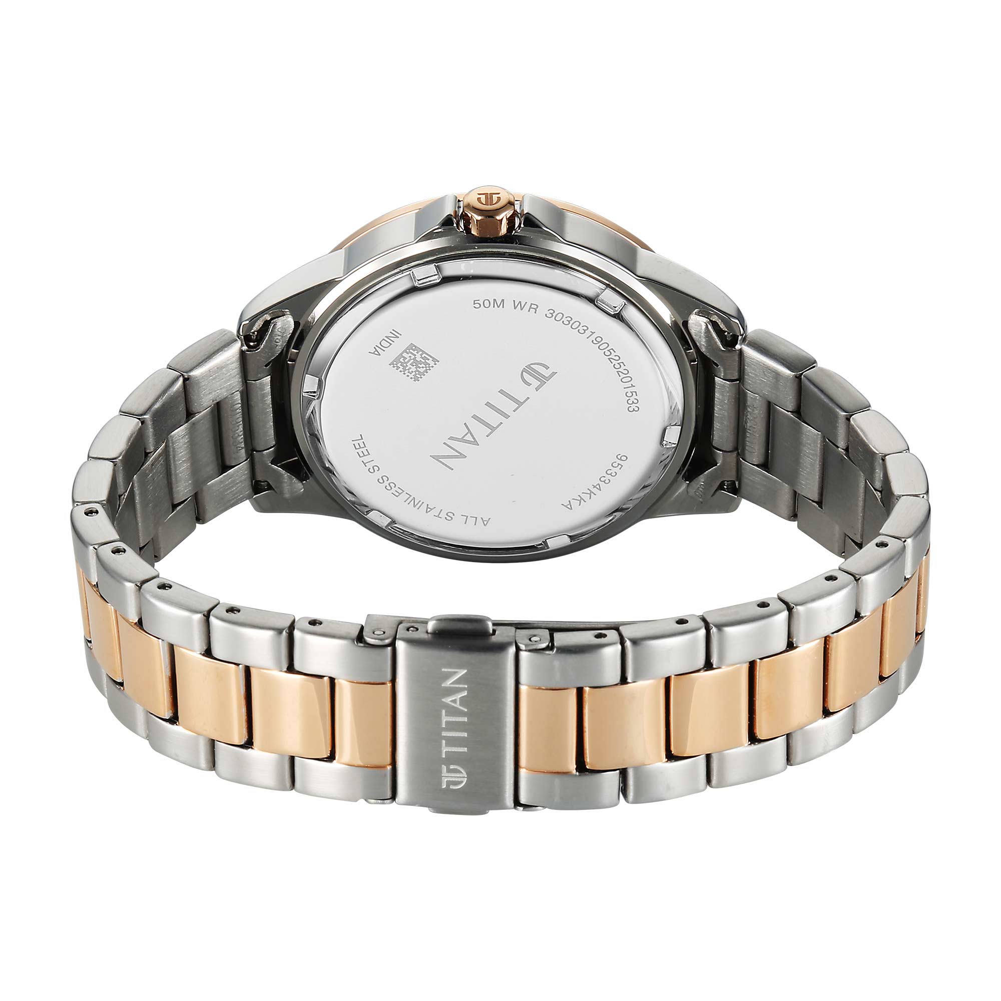 Titan Purple Mother of Pearl Dial Dual Color Analog with Date Watch for Women