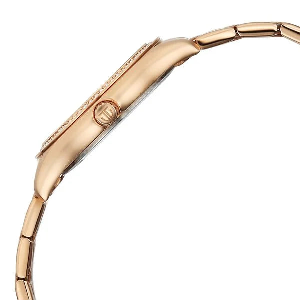 Titan Glamour Quartz Analog White Mother Of Pearl Dial Rose Gold Stainless Steel Strap Watch For Women