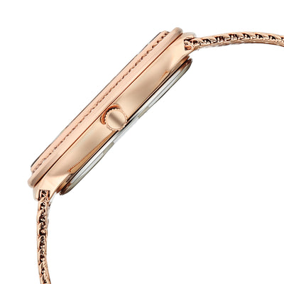 Titan Raga Glimmers Quartz Analog Brown Mother Of Pearl Dial Rose Gold Metal Strap Watch For Women