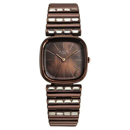 Titan Raga Glimmers Quartz Analog Brown Mother Of Pearl Dial Brown Metal Strap Watch For Women