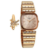 Titan Raga Glimmers Rose Gold Square Dial Metal Strap Watch for Women