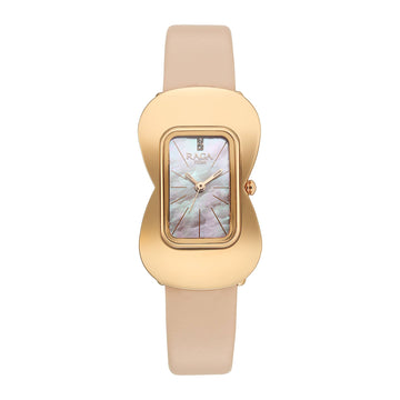 Titan Raga Glimmers Quartz Analog Pink Mother Of Pearl Dial Pink Leather Strap Watch For Women