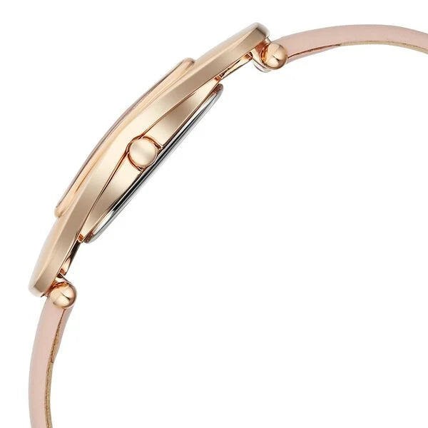 Titan Raga Glimmers Quartz Analog Pink Mother Of Pearl Dial Pink Leather Strap Watch For Women